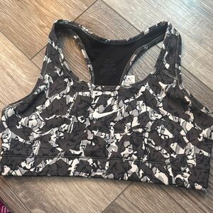 Nike Black and Gray Patterned Sports Bra